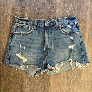 Abercrombie & Fitch Blue Distressed Jean Shorts